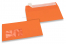 Orange, coloured window envelopes, 110 x 220 mm (DL), window on the left, windowsize 45 x 90 mm, windowposition 20 mm from the left / 15 mm from the bottom, peal and seal closure, 120 gram coloured paper | Bestbuyenvelopes.com