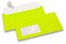 Neon envelopes - yellow, with window 45 x 90 mm, window position 20 mm from the leftside and 15 mm from the bottom | Bestbuyenvelopes.com