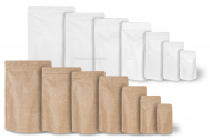 Kraft stand up pouches - brown and white | Bestbuyenvelopes.com