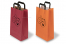 Paper carrier bags with folded handles - red and orange with printed example | Bestbuyenvelopes.com