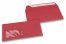 Red, coloured window envelopes, 110 x 220 mm (DL), window on the left, windowsize 45 x 90 mm, windowposition 20 mm from the left / 15 mm from the bottom, peal and seal closure, 120 gram coloured paper | Bestbuyenvelopes.com